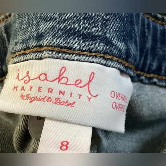 Isabel Maternity by Ingrid & Isabel Light Blue Denim Overalls  Size 8 raw Hem - Picture 6 of 7